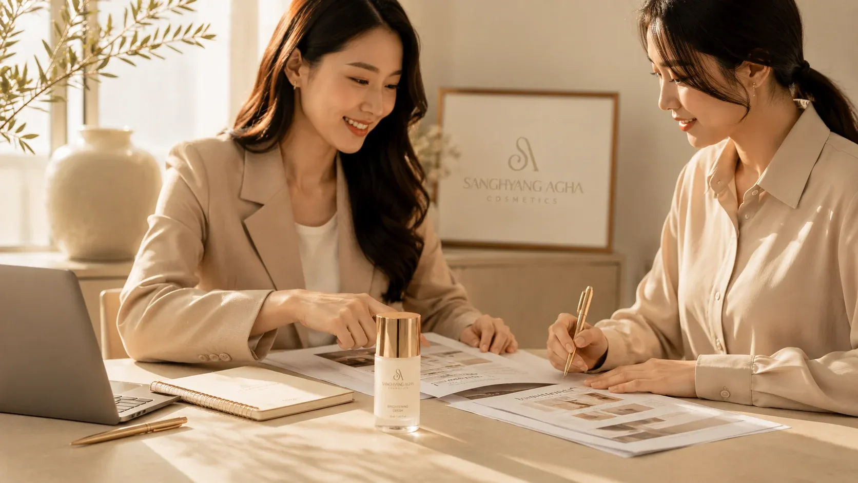 Discussion about brand development and cosmetic concepts